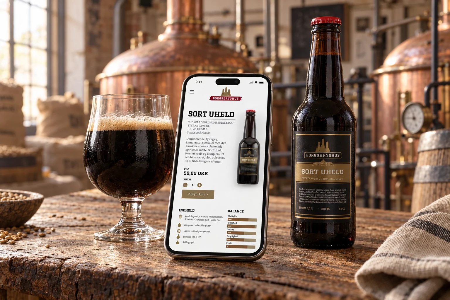 Borgs Bryghus website — supplerende visning