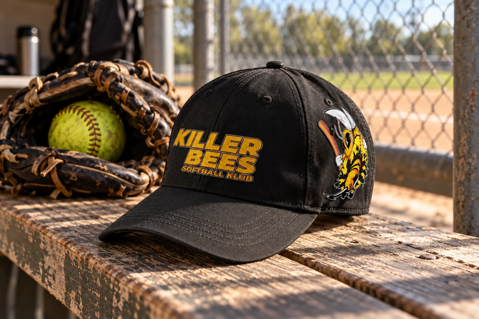 Killer Bees — kasket med logo og maskot