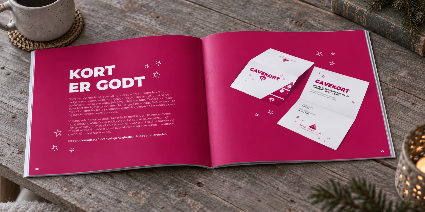 MitGavevalg 2020 — trykte sider 32–33 med gavekort